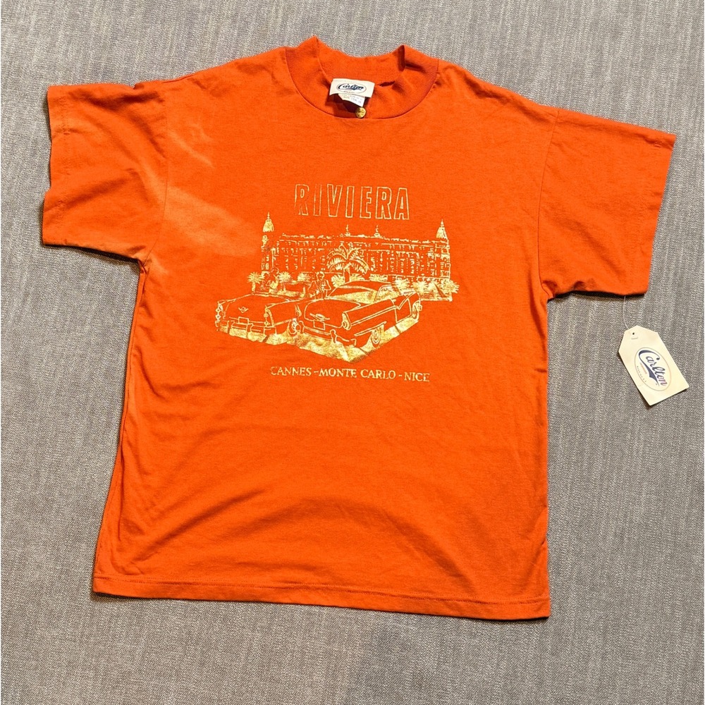 Carlton Womens Orange Riviera Cannes Monte Carlo Nice‎ Graphic T Shirt Size 18W